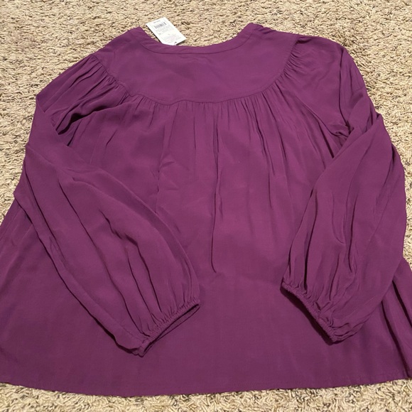 a new day Women’s Long Sleeve Button Down Pleated Purple Blouse Size L - Picture 6 of 9